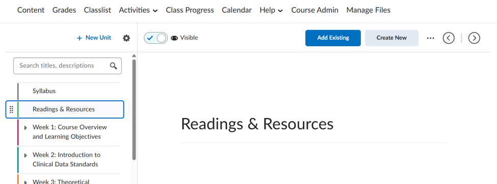 Content - Readings & Resources